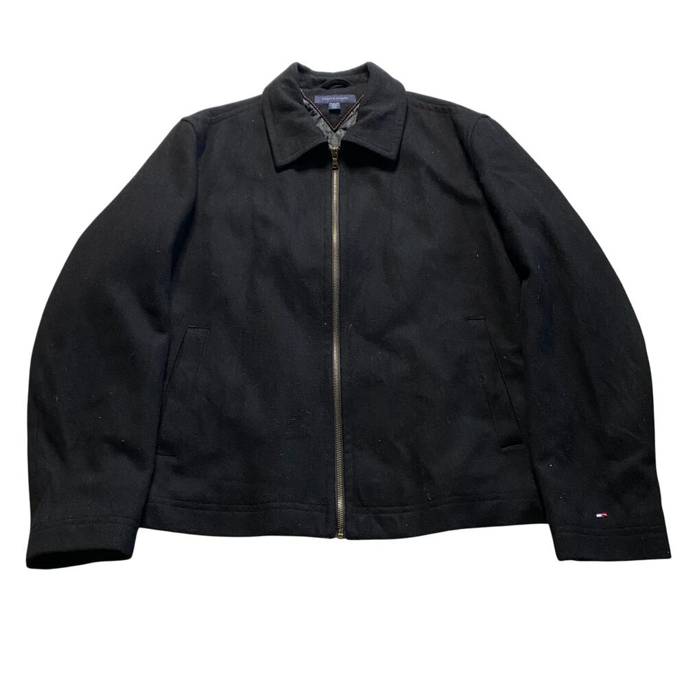 Tommy Hilfiger Men’s Black Wool Blend Bomber Casual Quilt Lined Jacket Size XL